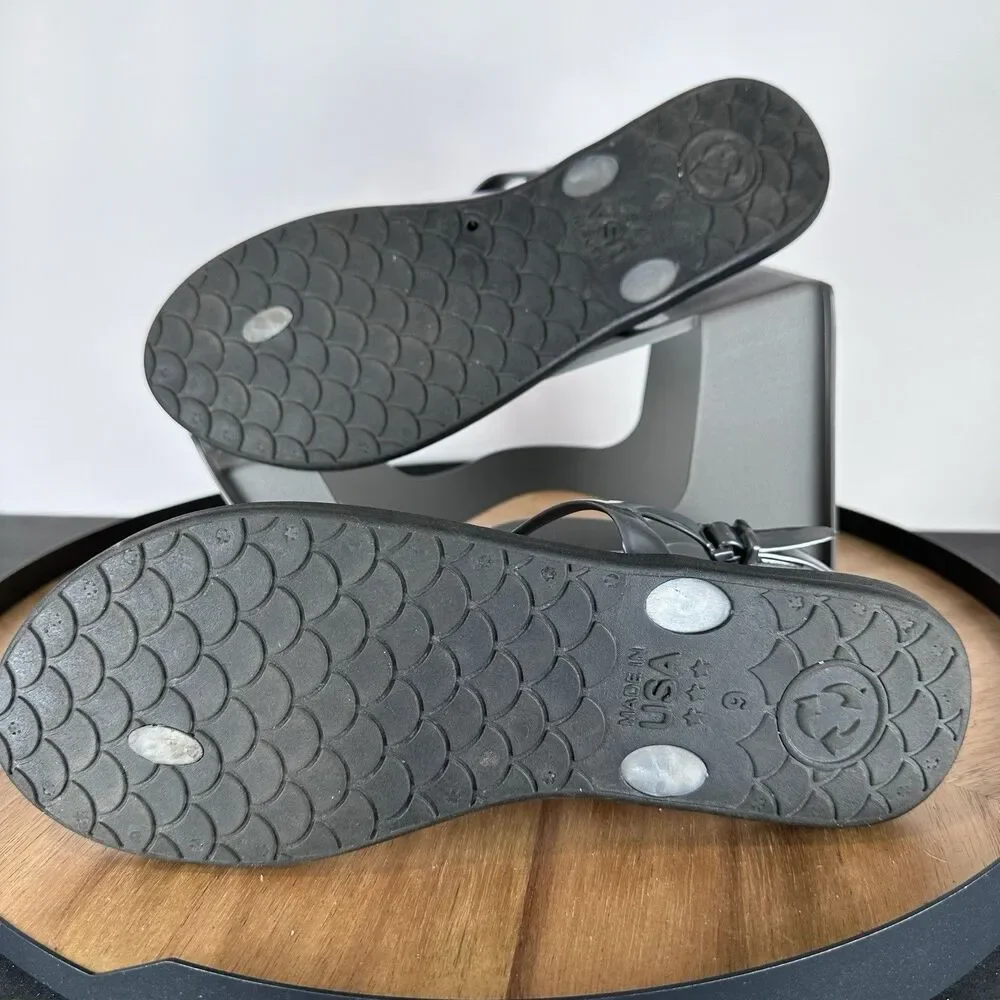 Third Oak Women Journey T Strap Black Strapoy Sandals US 9 Made In USA Recycled